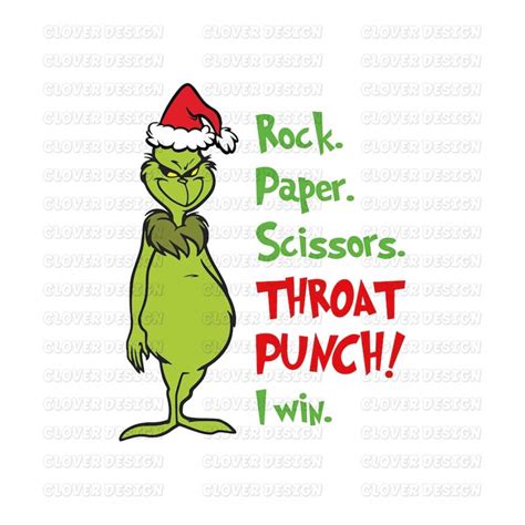 Grinch Rock Paper Scissors Throat Punch Png Grinch Christma Inspire Uplift