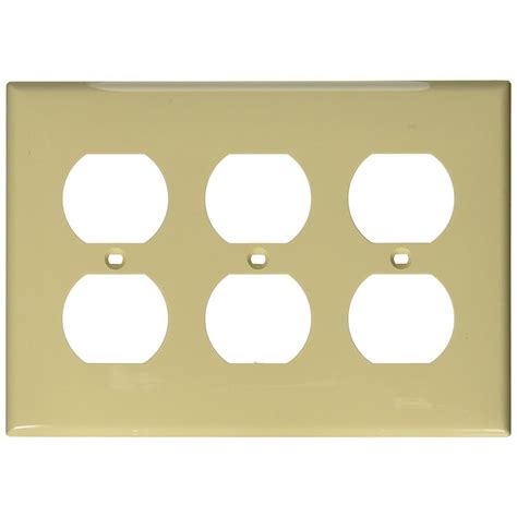 Leviton 3 Gang 3 Duplex Receptacles Standard Size Nylon Wall Plate Ivory 80730 I The Home Depot