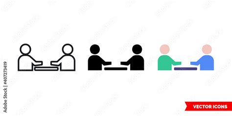 Meeting icon of 3 types color, black and white, outline. Isolated ...