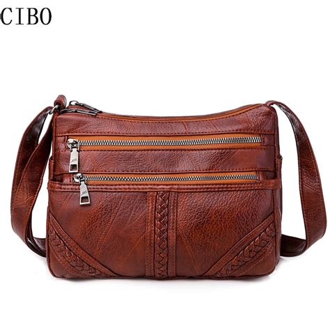 Bolso cruzado de piel sintética suave para mujer bolsa de hombro de