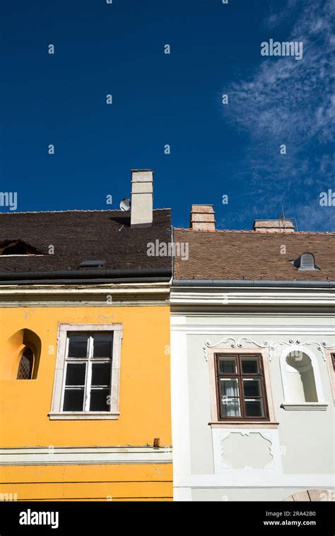 Adjoined Old Houses Facade Detail Stock Photo Alamy