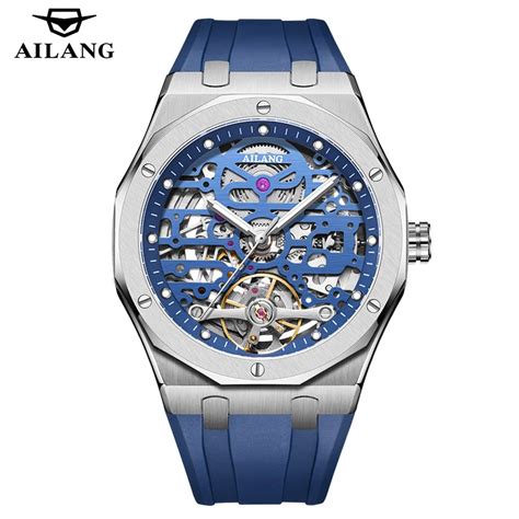 AILANG Brand New Men S Skeleton Mechanical Watch Silicone Strap