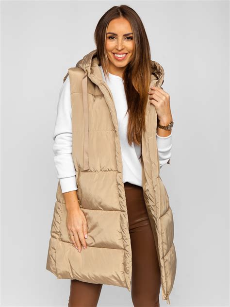 Chaleco Acolchado Largo Y Oversize Para Mujer Beige Bolf Beige