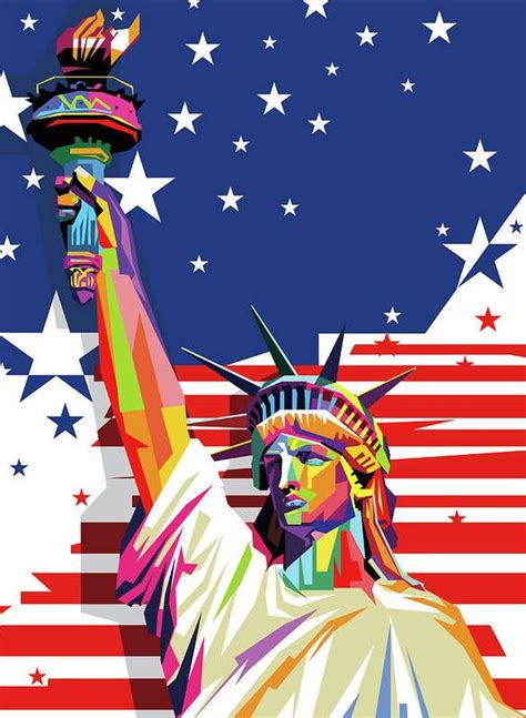 Liberty Statue America Flag Wpap Pop Art Poster By Ahmad Nusyirwan