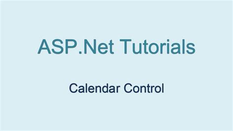 Calendar Control Aspnet Tutorial For Beginners Youtube