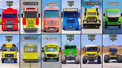 Volkswagen Truck Vs Bus Vs Mtl Vs Mini School In Gta Vs Teardown Vs