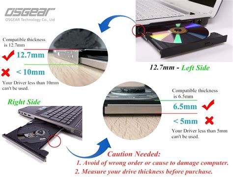 OSGEAR Internal 12 7mm Slim SATA 8x DVDRW CD DVD RW Rom Burner Writer