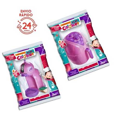 Kit Cozinha De Brinquedo Air Fryer E Cafeteira Rosa C Psula