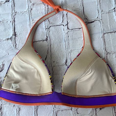 Victoria Secret Orange Paisley Triangle Bikini Top S Gem