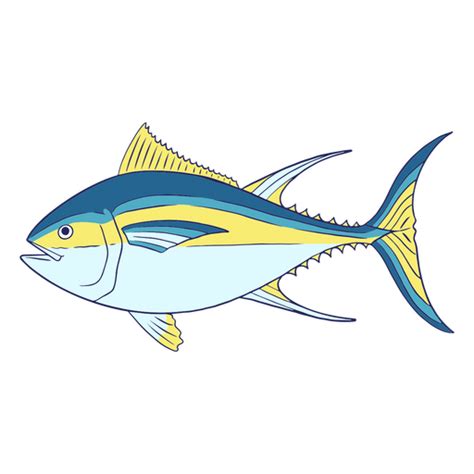 Dise O Png Y Svg De Ilustraci N De Pescado Azul Y Amarillo Para Camisetas