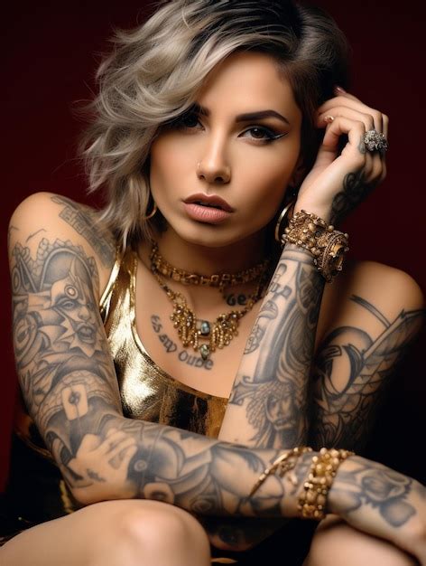 Premium Photo A Woman With Grey Hair And Tattoo On Her Arm