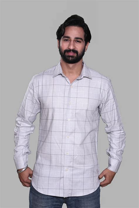 Mens White Checks Cotton Shirts Casual Full Sleeves At Rs 1500 In