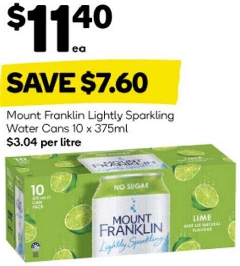 Mount Franklin Lightly Sparkling Water Cans X Ml Offer At Woolworths