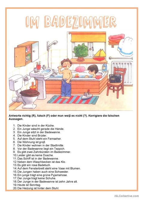 Bildbeschreibung Im Badezimmer All Deutsch Daf Arbeitsbl Tter Pdf Doc