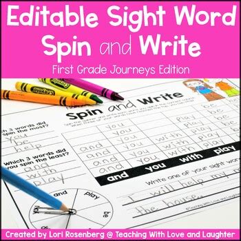 Editable Sight Word Spin And Write Worksheets Tpt