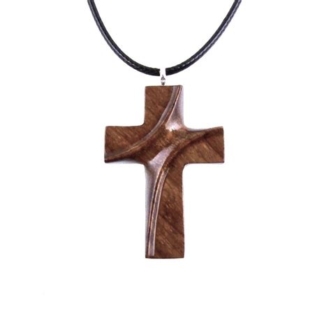 Wooden Cross Necklace Hand Carved Wood Cross Pendant For Men Or Women