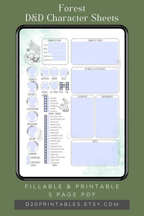 Circle Of Dreams Dnd Character Sheets Form Fillable Dungeons And