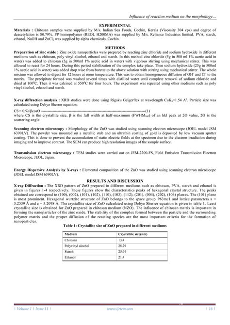 Influence Of Reaction Medium On Morphology And Crystallite Size Of Zinc