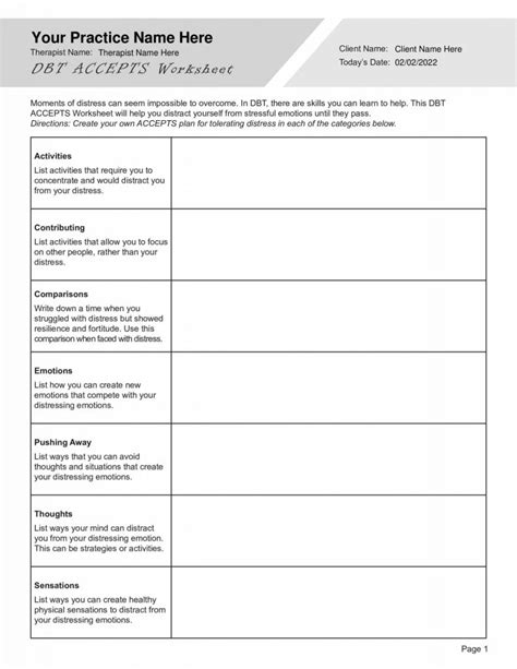 Dbt Skills Worksheets Bundle Editable Fillable Printable Pdfs