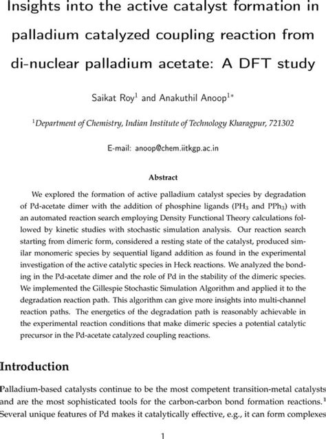 Insights Into The Active Catalyst Formation In Palladium Catalyzed