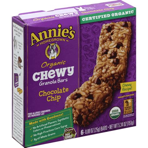 Annies® Organic Chewy Chocolate Chip Granola Bars 6 Ct Cookies Carlie Cs