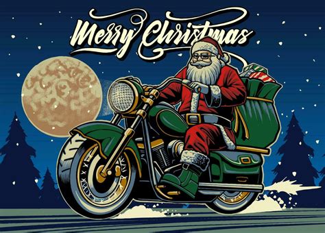 Santa Claus Riding Motorcycle Illustration Vector 36156743 Vector Art