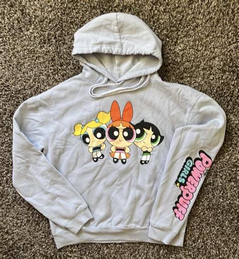 CARTOON NETWORK POWERPUFF Mädchen hellblau Grafik Logo Hoodie Größe XS