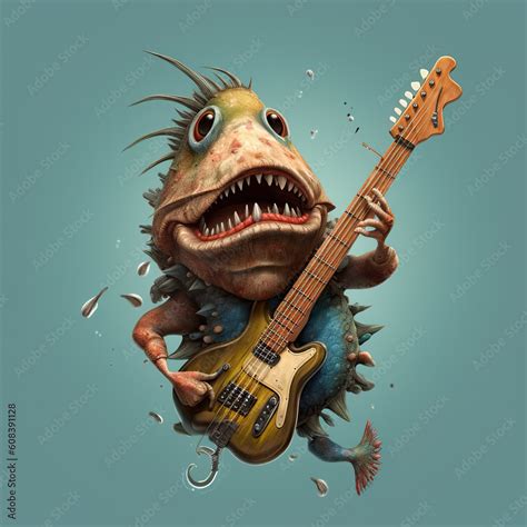 Cartoon Bass Guitar Player