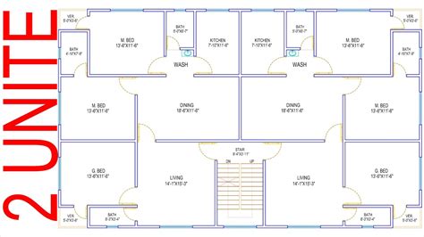 Sq Ft House Plan Two Units First Floor Plan House Off