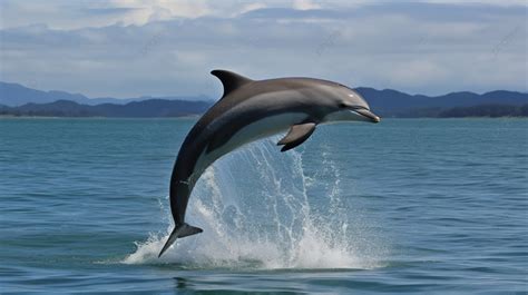 Delphin Springt Aus Dem Wasser Bild Eines Delfins Der Aus Dem Wasser