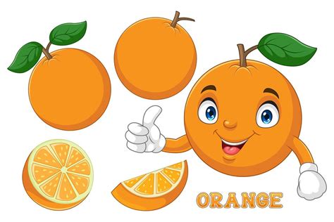 Cartoon cute orange fruit giving thumbs up 46426665 Vector Art at Vecteezy