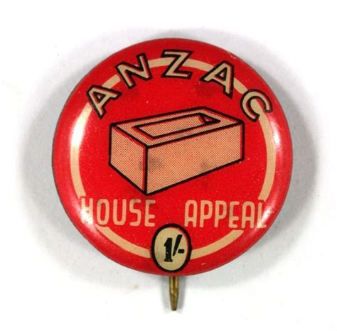 Anzac House Appeal Vintage Tin Badge Appealing