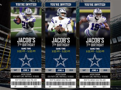 Dallas Cowboys Themed Ticket Invitation Cowboys Ticket Etsy