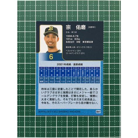 ★bbm 2022 プロ野球 ベースボールカード B41 宗佑磨 オリックス・バファローズ レギュラーカード バリエーション「sp