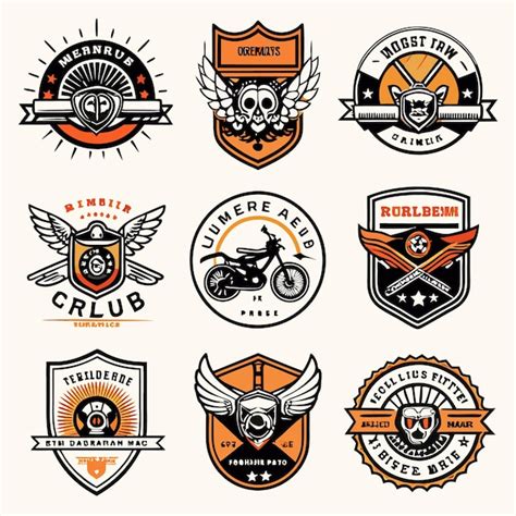 El logotipo del Vintage Motorcycle Club diseña insignias y emblemas