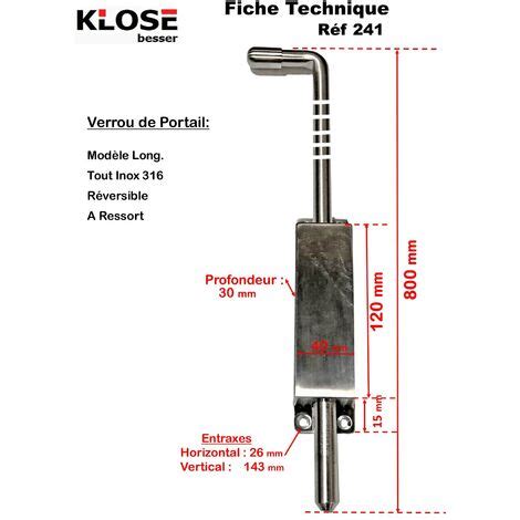 Verrou Ba Onnette Tout Inox Klose Besser Ressort Pour Portails