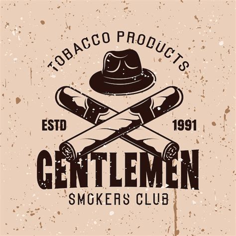 Premium Vector Gentlemen Smokers Club Vector Vintage Emblem With Hat