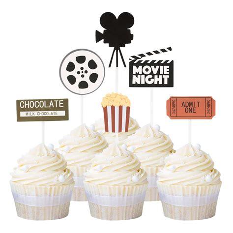 Buy Blumomon 24Pcs Movie Cupcake Toppers Movie Night Cake Toppers Movie