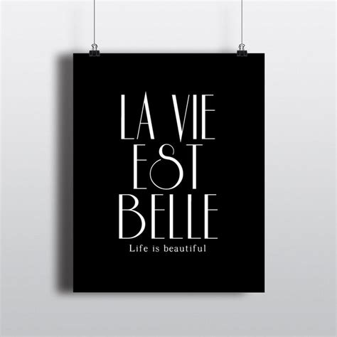 La Vie Est Belle Life Is Beautiful Typography Art Print Room Decor