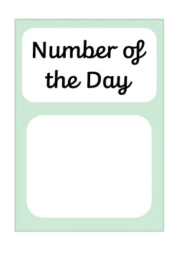 Number Of The Day Template Teaching Resources