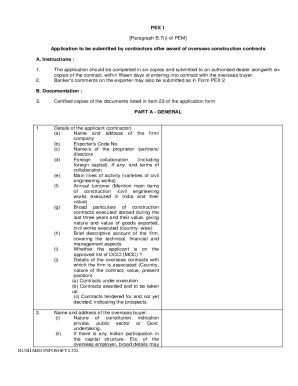 Fillable Online PEX 1 Application To Be Submitted By Contractors After