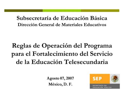 PPT Subsecretar A De Educaci N B Sica Direcci N General De Materiales