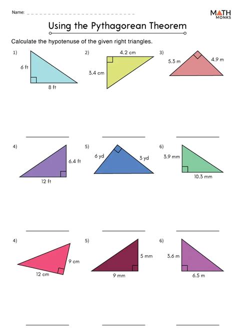 Pythagorean Theorem Worksheets Math Monks