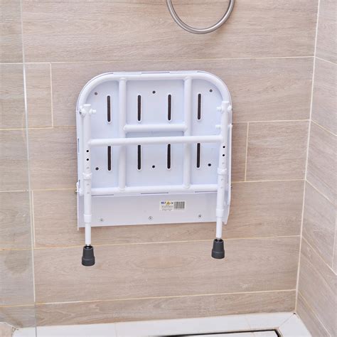 Folding Shower Seat With Legs Padded Back Arms Seat White Seat