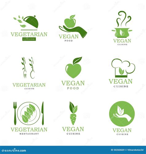 Vegan And Vegetarian Icons Stock Vector Image 50260669