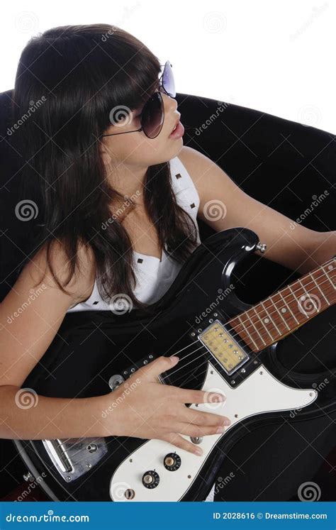 Beautiful Girl Playing Electric Guitar Royalty Free Stock Image Image