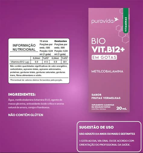 2x Bio B12 Metilcobalamina 20ml Pura Vida Pague Menos