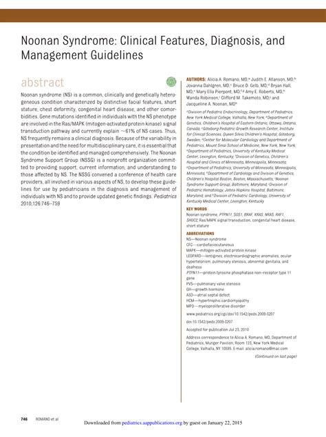 Noonan Syndrome Clinical Features Diagnosis And Management