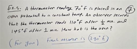 Solved Ex A Thermometer Reading F Is Placed In An Chegg