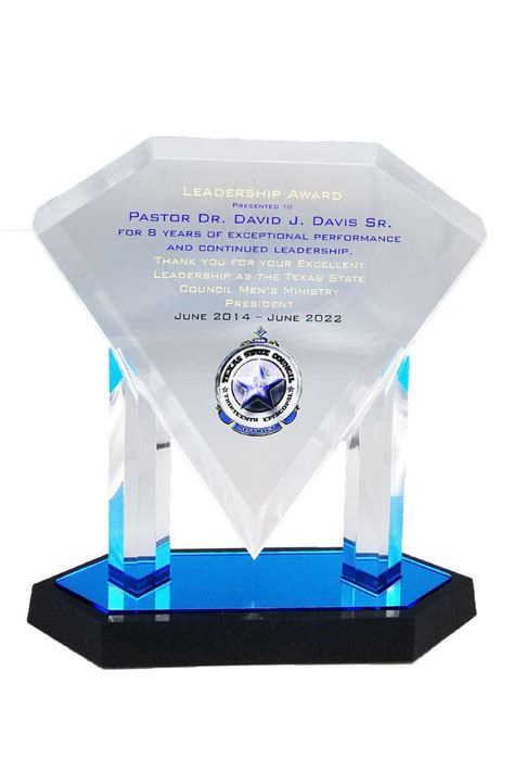 Floating Diamond Acrylic Award Blue Or Gold Engraved Acrylic